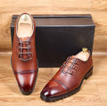 Souliers Richelieu (Oxfords) pour homme en cuir marron grainé