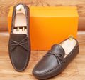 Mocassins en cuir marron grainé