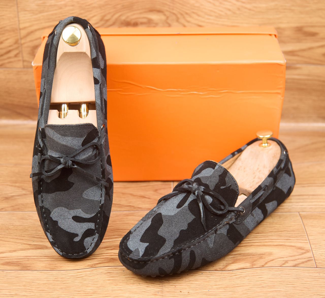 Mocassins pour homme style "driver" à motif camouflage