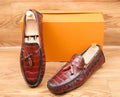 Mocassins en cuir pour homme avec une texture imitation crocodile
