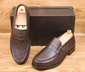 Mocassins à pampille (Penny Loafers) pour hommes en cuir grainé marron foncé