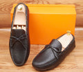 Mocassins pour homme en cuir grainé noir