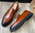Mocassins pour homme en cuir patiné