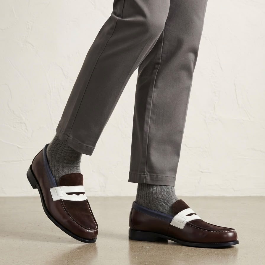 mocassins Penny bicolores pour homme
