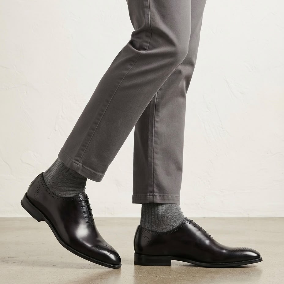 Richelieu à bout fleuri (souvent appelée Oxford Brogue ou Semi-Brogue selon l'étendue des perforations