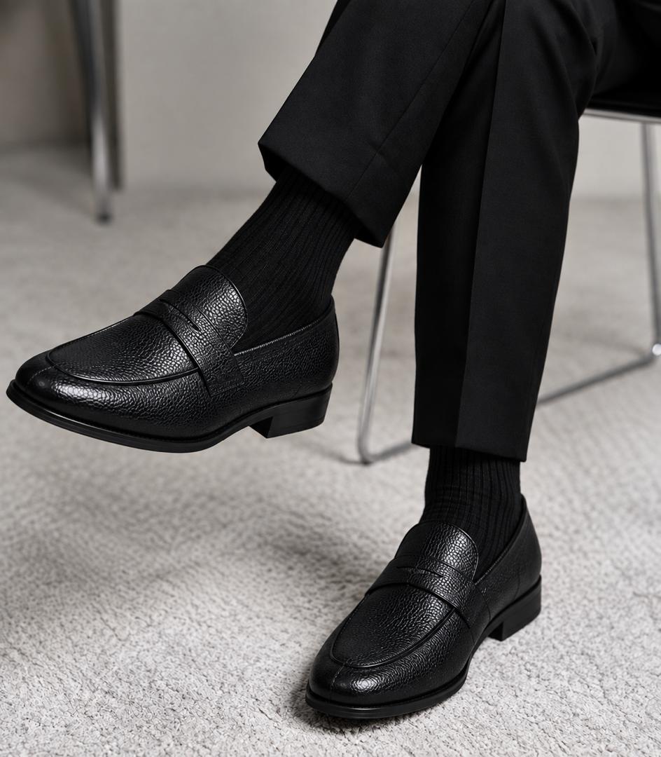 Mocassin « Penny Loafer » en cuir grainé noir