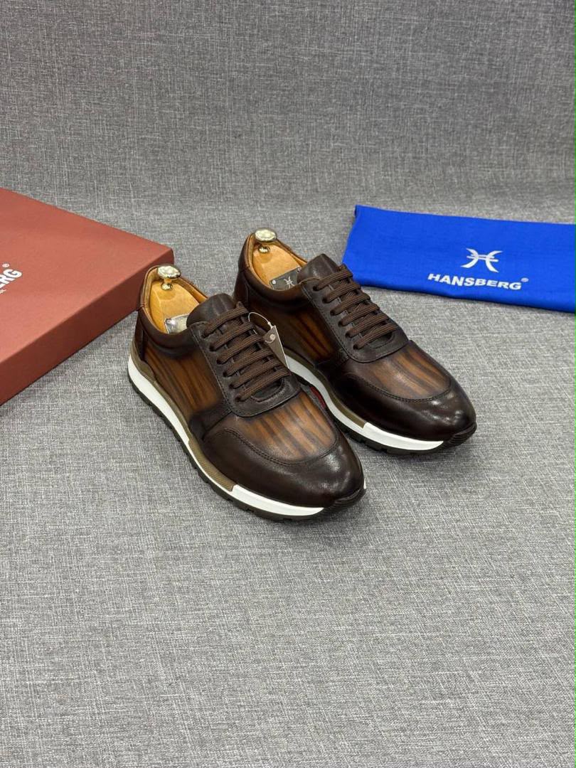 Sneakers en Cuir et Daim Noir