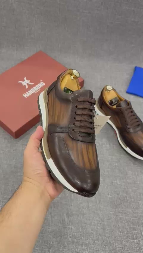 Sneakers en Cuir et Daim Noir